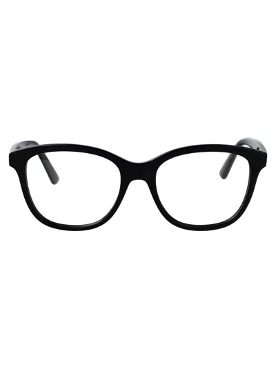 Alexander Mcqueen Black Acetate Optical Glasses In Gray