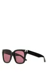 Alexander Mcqueen Thick Temples Square Frame Sunglasses In Black