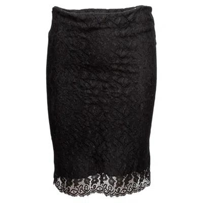Pre-owned Alexander Mcqueen Black  Lace Pencil Skirt