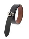 ALEXANDER MCQUEEN BLACK AND BROWN REVERSIBLE BELT WITH SKULL BUCKLE IN LEATHER WOMAN