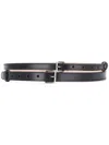 Alexander Mcqueen Black And Silver Double Thin Belt In Black