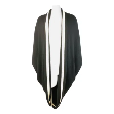 Pre-owned Alexander Mcqueen Black And White Knit Wool Cardigan Poncho Sweater Size M