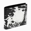 ALEXANDER MCQUEEN BLACK AND WHITE LEATHER WALLET FOR MEN WITH LOGO