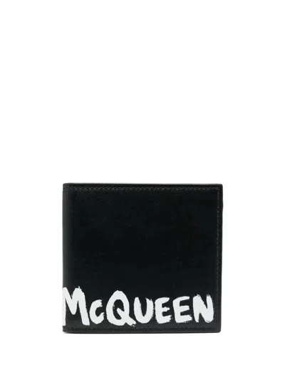 Alexander Mcqueen Mcqueen Graffiti Print Wallet In Black