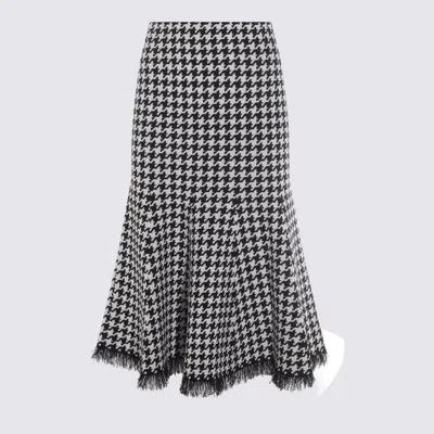 ALEXANDER MCQUEEN ALEXANDER MCQUEEN BLACK AND WHITE MIDI SKIRT