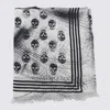 Alexander Mcqueen Black And White Modal Scarf In White