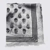 Alexander Mcqueen Printed Satin Foulard In White