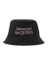 Alexander Mcqueen Black And White Reversible Bucket Hat With Logo Embroidery In Polyamide Man In Multicolor
