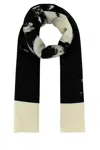 Alexander Mcqueen Unique Print Silk Blend Scarf In Blackwhite
