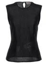 Alexander Mcqueen Metallic-threading Knitted Tank Top In Black
