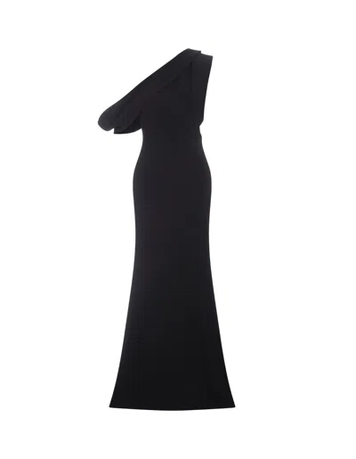 Alexander Mcqueen Black Asymmetrical Long Dress With Cut-out