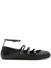 Alexander Mcqueen Mcqueen Leather Strap Ballet Flats In Black