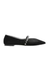 Alexander Mcqueen Mcqueen Crystal Embellished Pointed Toe Mary Jane Flat In Black