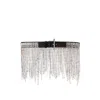 Alexander Mcqueen T-bar Crystal Fringe Leather Belt In Black