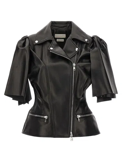 ALEXANDER MCQUEEN BLACK BOW KNOT BIKER VEST