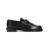 ALEXANDER MCQUEEN BLACK BRUSHED LEATHER LOAFERS