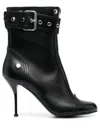 Alexander Mcqueen Heeled Biker Boots In Black