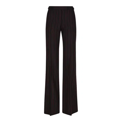 Alexander Mcqueen Black-burgundy Wool Trousers
