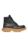 Alexander Mcqueen Lace-up Leather Ankle Boots In Black