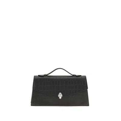 Alexander Mcqueen Black Calf Leather Bos Taurus Shoulder Bag