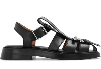 Alexander Mcqueen Black Calf Leather Sandals