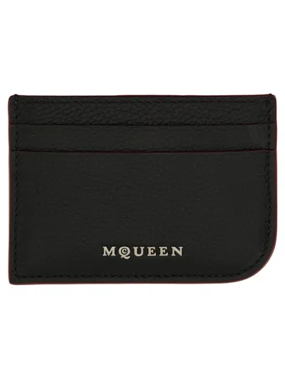 Alexander Mcqueen Black Calf Leather Wallets In Pink