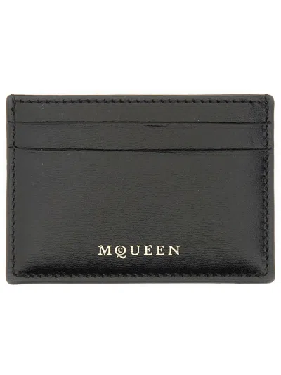 Alexander Mcqueen Sophisticated Leather Card Holder In Blue