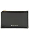 Alexander Mcqueen Black Calf Skin Wallets In Red