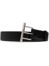 Alexander Mcqueen Black Calfskin Leather Belt With Silver Buckle
