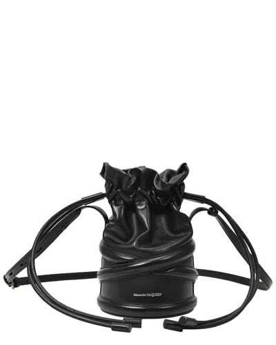 ALEXANDER MCQUEEN ALEXANDER MCQUEEN BLACK CALFSKIN LEATHER SOFT CURVE BAG