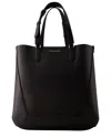 Alexander Mcqueen Black Calfskin Leather The Edge Medium Shopper Bag In Black