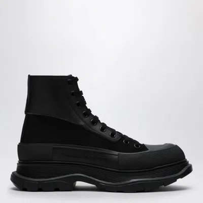 Alexander Mcqueen Black Canvas And Leather Boxer Ankle Boots