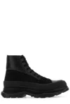 Alexander Mcqueen Black Canvas And Leather Boxer Ankle Boots