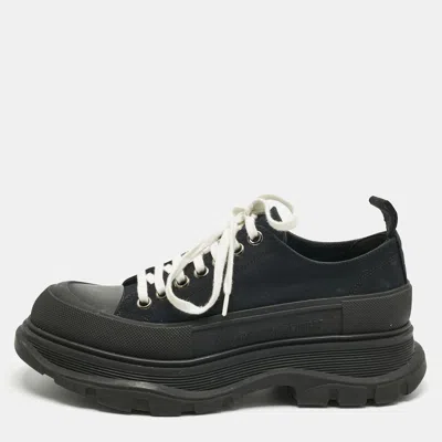 Pre-owned Alexander Mcqueen Black Canvas And Rubber Tread Slick Low Top Sneakers Size 40