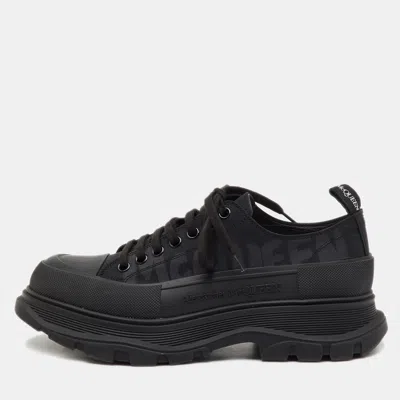 Pre-owned Alexander Mcqueen Black Canvas And Rubber Tread Slick Low Top Sneakers Size 43
