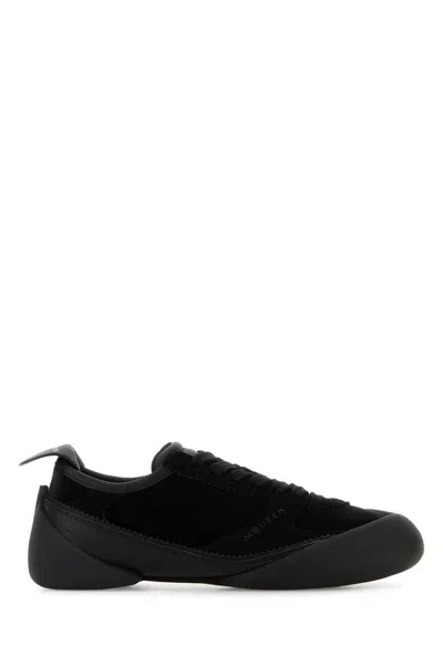 ALEXANDER MCQUEEN ALEXANDER MCQUEEN BLACK CANVAS AND SUEDE SNEAKERS