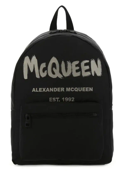 ALEXANDER MCQUEEN BLACK CANVAS METROPOLITAN BACKPACK
