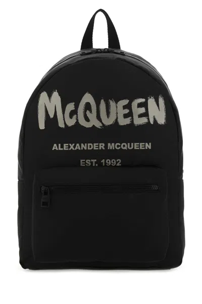 Alexander Mcqueen Black Canvas Metropolitan Backpack In 1073