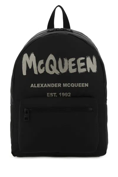 Alexander Mcqueen Black Canvas Metropolitan Backpack