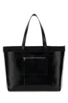 Alexander Mcqueen Coated Canvas Shopping Bag With Two Pockets In Blackblue