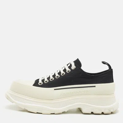 Pre-owned Alexander Mcqueen Black Canvas Tread Slick Sneakers Size 41