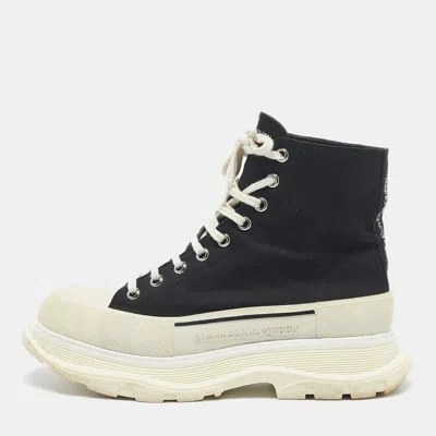 Pre-owned Alexander Mcqueen Black Canvas Tread Slick Sneakers Size 44