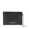 Alexander Mcqueen Black / Caramel / Silver Men's T-bar Card Holder In Silver Tone/black