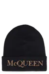 Alexander Mcqueen Black Cashmere Beanie Hat