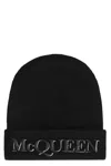 Alexander Mcqueen Black Cashmere Beanie Hat