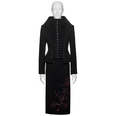 Pre-owned Alexander Mcqueen Black Cashmere 'joan' Suit, Fw 1998
