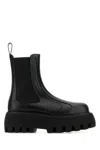 Alexander Mcqueen Black Glossy Leather Ankle Boots With Tank Sole In Black