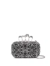 Alexander Mcqueen Skull Four Ring Embellished Clutch In Black