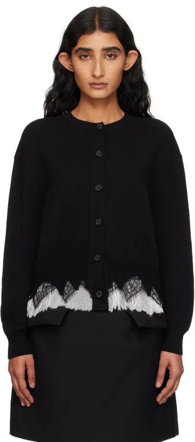 Alexander Mcqueen Black Cobweb Lace Cardigan