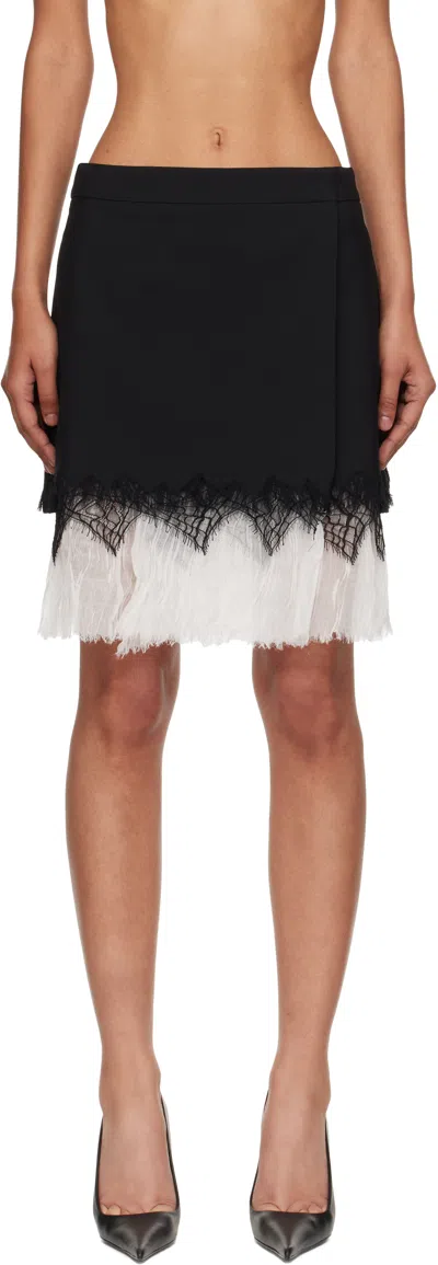 Alexander Mcqueen Black Cobweb Lace Miniskirt